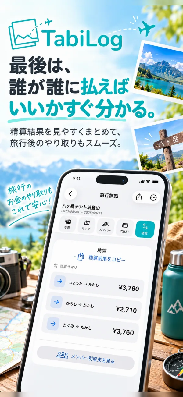 旅行の最終精算を整理する紹介画像