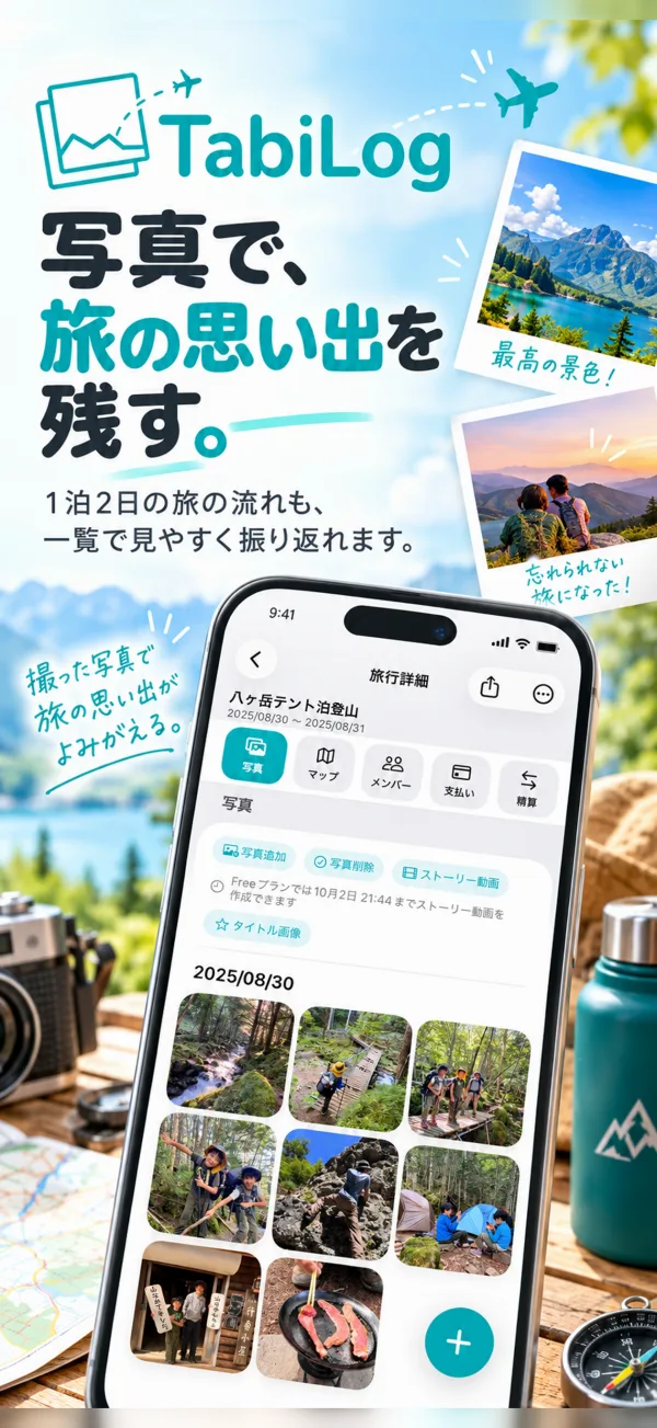 旅行写真をまとめる紹介画像